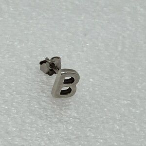 Vintage 925 Sterling Silver Letter B Stud Earring w Butterfly Backing